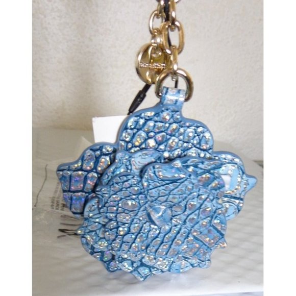 Soldout Brahmin Arctic Blue Iridescent Magnolia Scalloped Keychain Fob N…